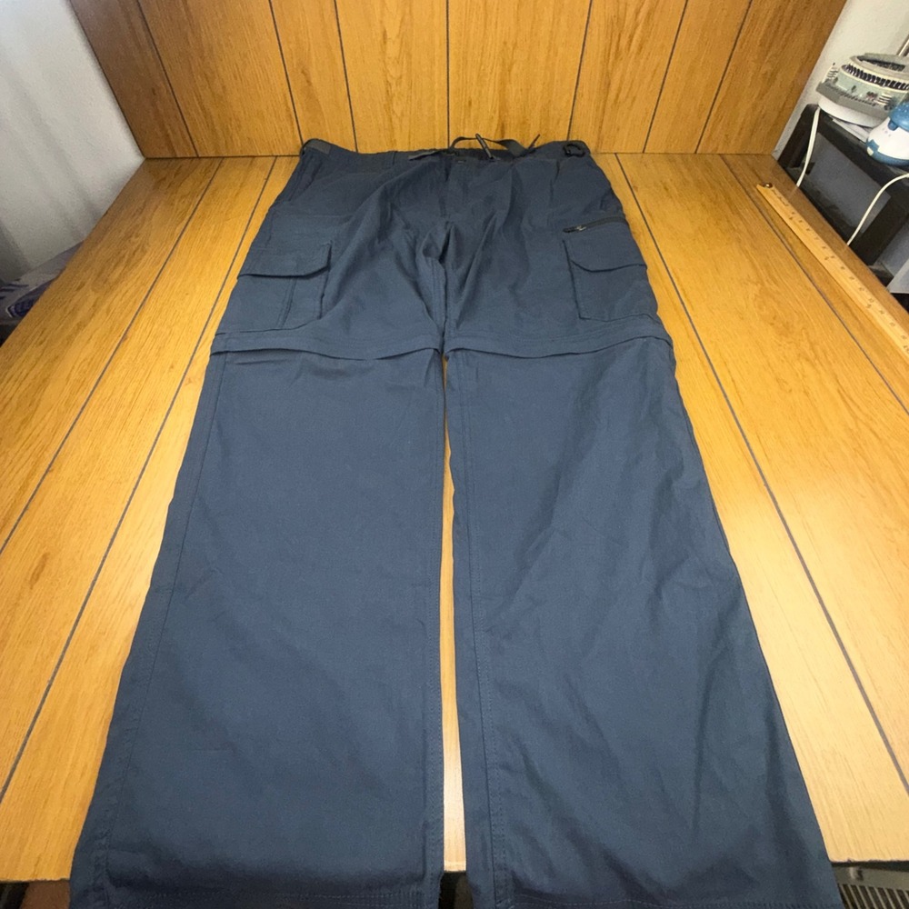 BC Clothing Co Mens XXL x 32 Convertible Cargo Hiking Pants Navy Blue Zip Off